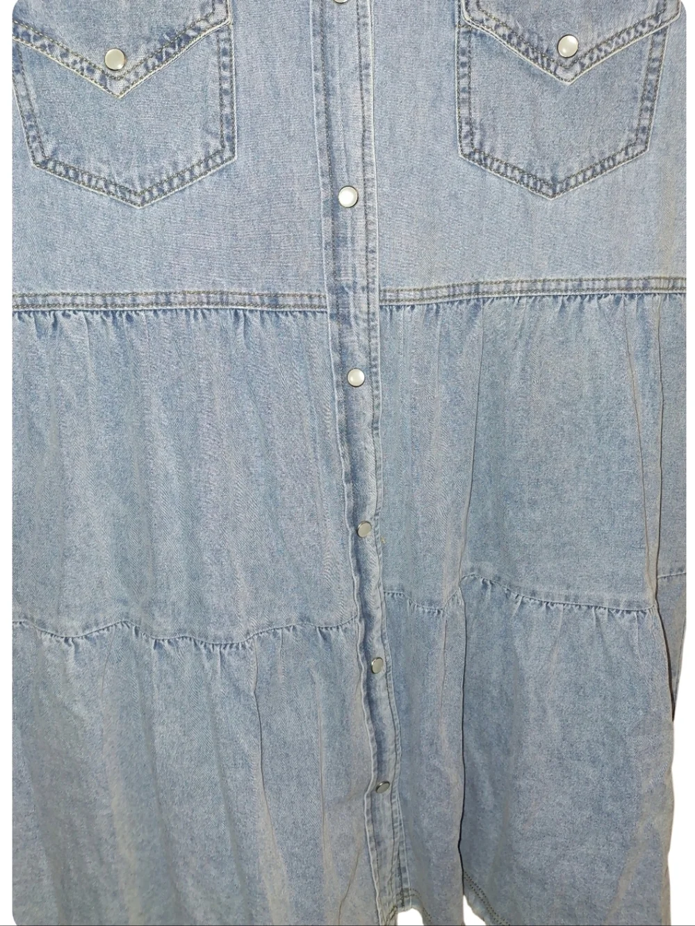 Nwot Entro Raw Hem Ruffled Denim Western Rodeo Dress Size Small - Picture 5 of 6